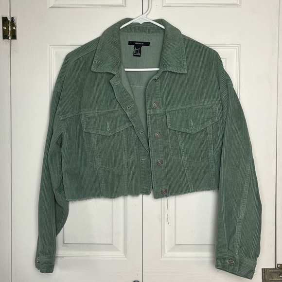 Green Corduroy Forever 21 Button Up Jacket - Picture 3 of 5